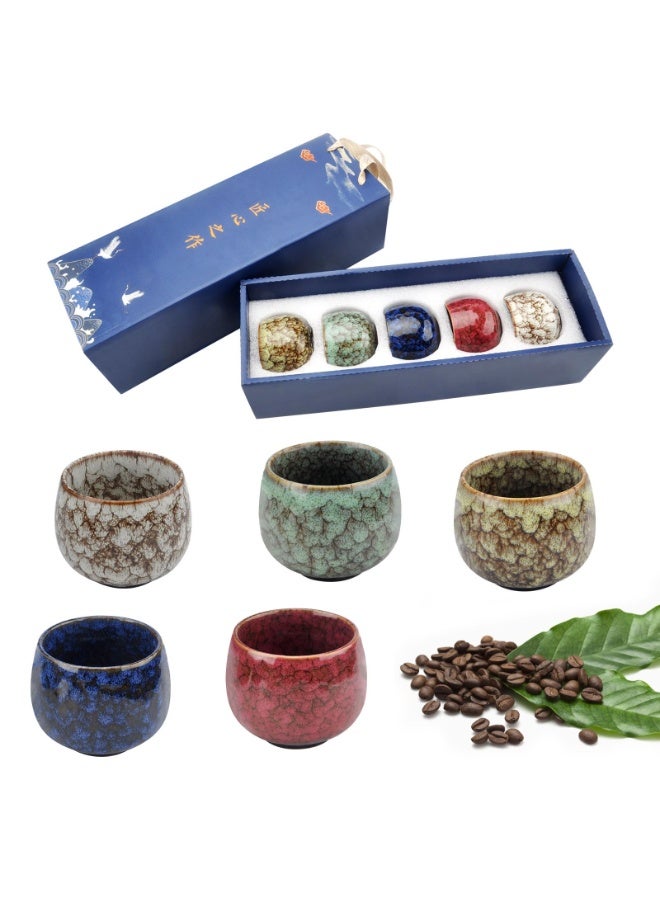 LODROC 5 Pcs 160ML Coffee Cups Ceramic Mug Set with Exquisite Box, Dishwasher Safe Espresso Cup, Without Handle Coffee Cups Ceramic for Espresso Macchiato Cappuccino Moka Tea, Gift Box - Image 1